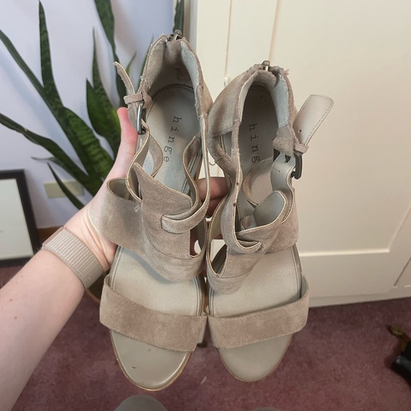 Hinge Suede Leather Block Heels - Picture 3 of 4